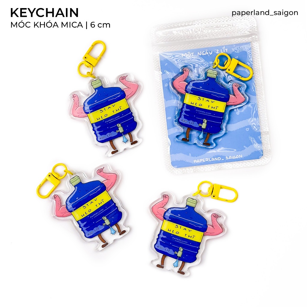 ARTWORK PAPERLAND | Móc khóa | UỐNG NƯỚC | 6cm | artwork Paperland