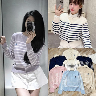  Áo len cardigan gấu kẻ sọc tay dài form vừa nữ đẹp trẻ trung thu đông nhiều màu xinh dễ phối đồ 2026 