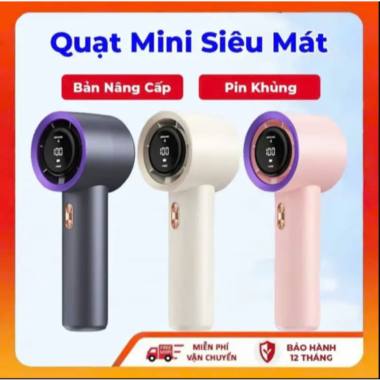 Quạt Mini Cầm Tay M2 5000mah Di Động Có Thể Sạc Gió Mạnh 100 Tốc Độ Turbo Phản Lực Màn Hình