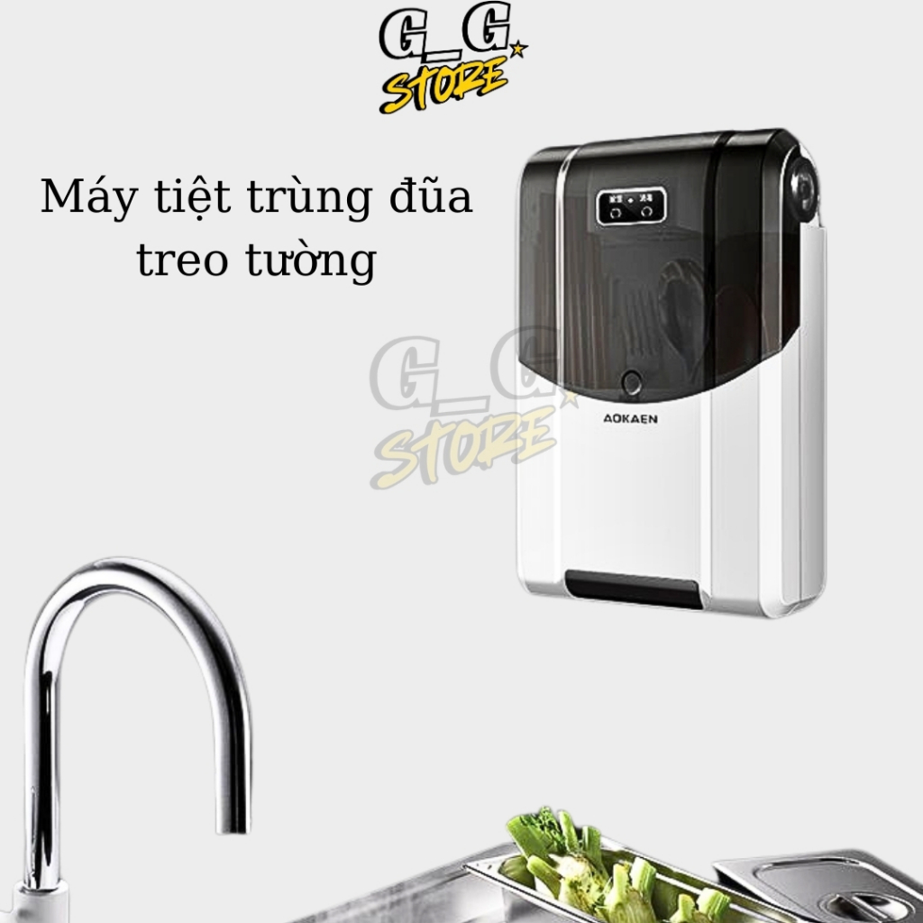 Máy Tiệt Trùng Đũa Thìa Treo Tường Sấy Khô Khử Khuẩn UV, Hộp Đựng Đũa Thìa Thông Minh -GGStore