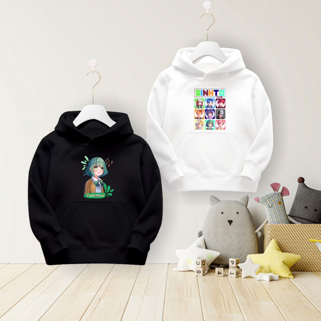 Áo Hoodie 2 Màu Trắng Đen Sinh Tố Team In Hình Nhân Vật Oops Hiha | Yummie TV Nỉ Bông Dầy Dặn
