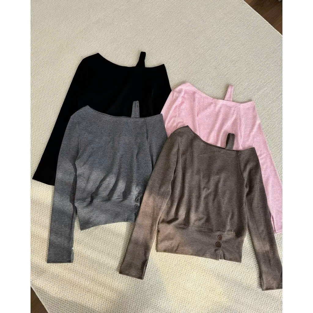 Áo hở vai nữ tay dài chất thun lông thỏ mịn, kiểu dáng basic sexy nhẹ, phối chân váy cực xinh A89 SUTANO | BigBuy360 - bigbuy360.vn