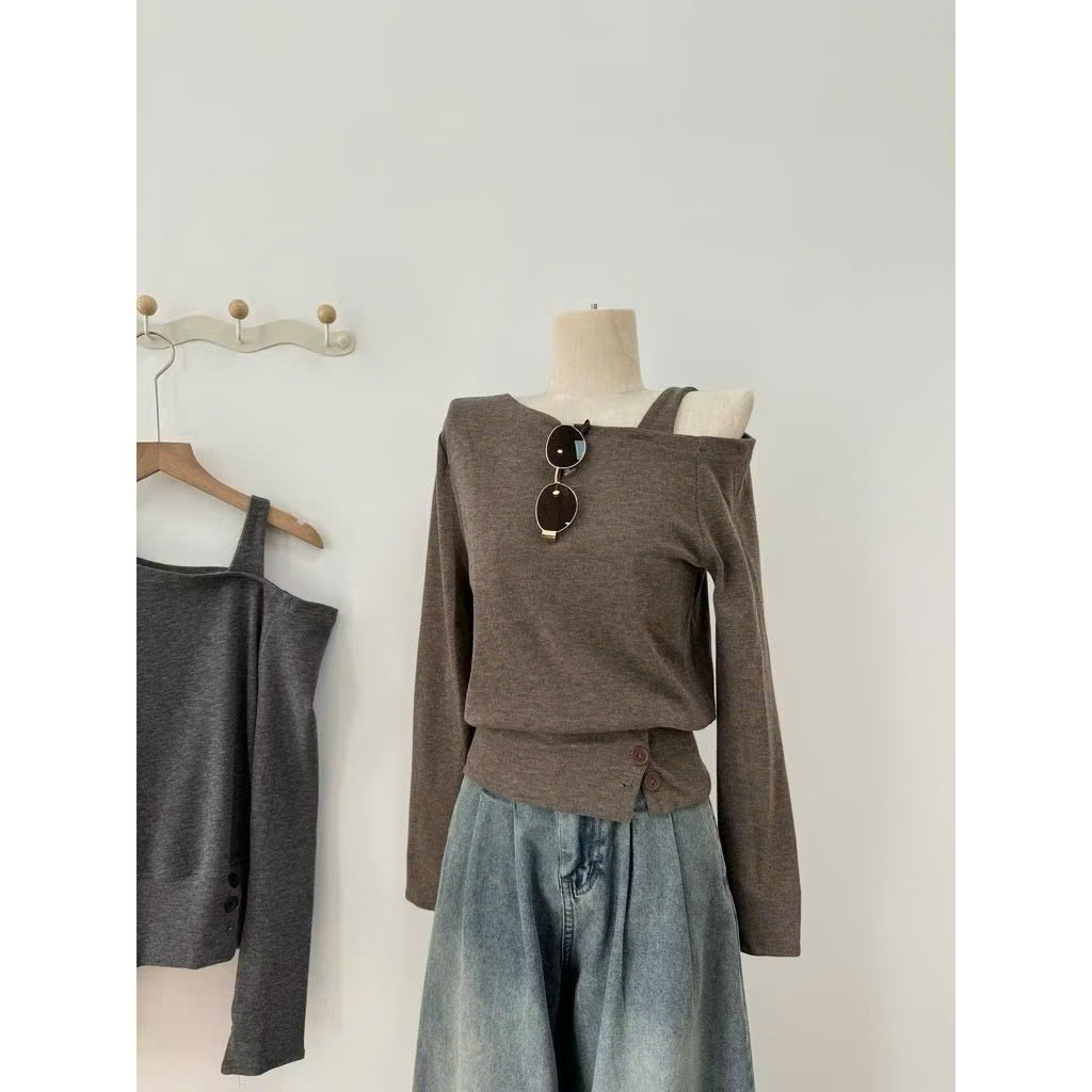 Áo hở vai nữ tay dài chất thun lông thỏ mịn, kiểu dáng basic sexy nhẹ, phối chân váy cực xinh A89 SUTANO | BigBuy360 - bigbuy360.vn