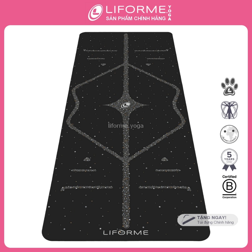 Thảm tập yoga Liforme Magic Galaxy - Gold & Silver - Black