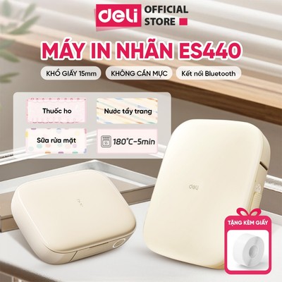 Máy In Nhãn Mini DELI ES440 Máy In Nhiệt Cầm Tay, Kết Nối Bluetooth, Tem Nhãn QRCode, Mã Vạch, Sticker