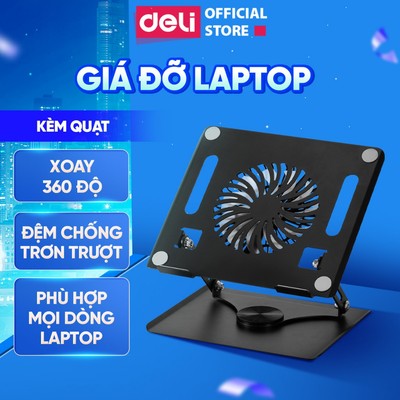 Giá Đỡ Laptop Cao Cấp Deli Phiên Bản Cải Tiến Giá Đỡ Laptop Chịu Lực Tốt Kèm Quạt Tản Nhiệt Chống Nóng Không Tiếng Ồn
