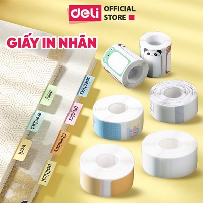 Giấy In Nhiệt Tự Dán Deli Sử Dụng Cho Máy In Nhiệt Cầm Tay 15mm Tem In Nhãn Ghi Chú Chống Trầy Xước