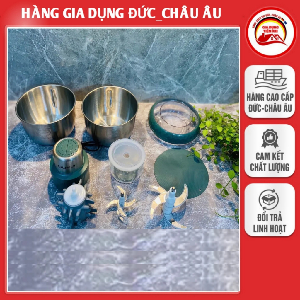 Máy xay thịt đa năng Gume GM-2252 500W 2 cối inox, 1 cối thủy tinh, 2 trục xay