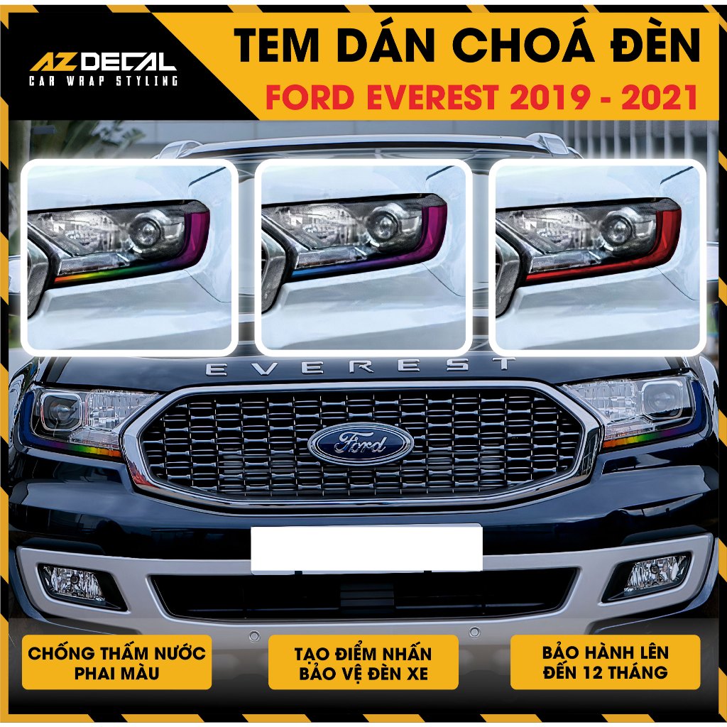 Tem Dán Đèn FORD EVEREST 2019 2020 2021 | Dán Màu Trang Trí - AZDECAL