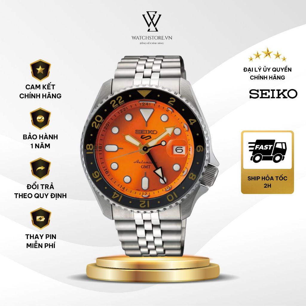 Đồng hồ nam Seiko 5 Sport automatic GMT SSK005K1 Hardlex Crystal (Kính cứng) Máy Automatic (Tự động)