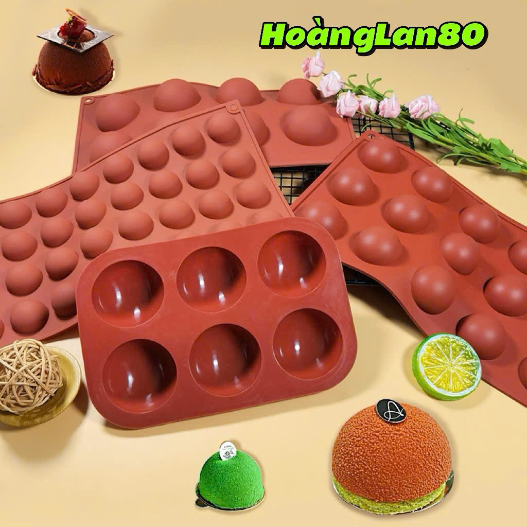 [ 🍎 tri ân giảm giá ] Khuôn silicon hình bán cầu 3 size làm chocolate Mochi pudding