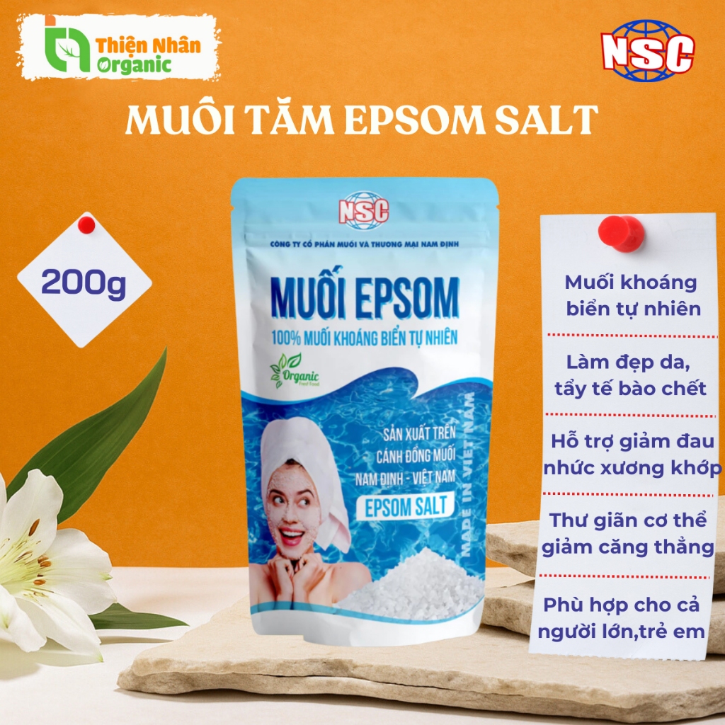 Muối tắm Epsom salt 200g Nam Định NSC- Muối khoáng spa làm đẹp