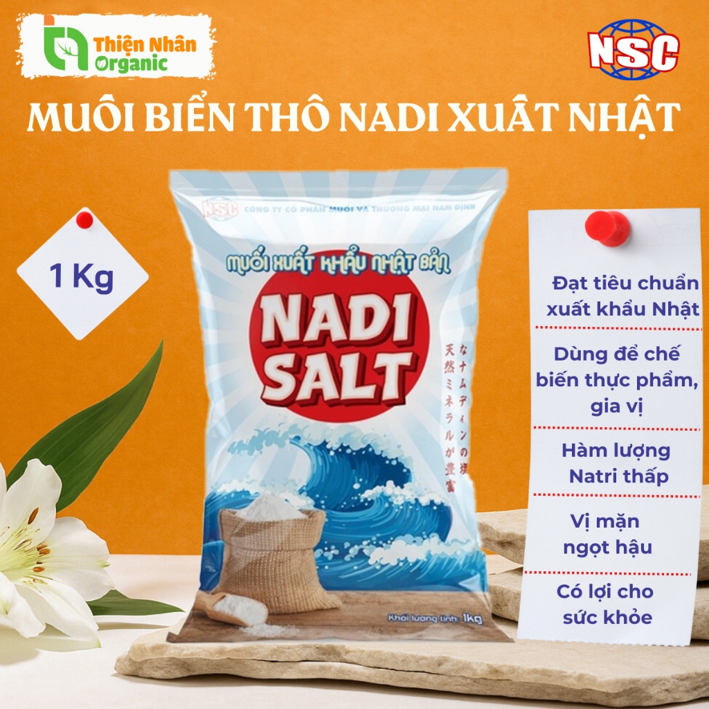 Muối biển thô Nadi Salt xuất Nhật 1kg muối khoáng Raw Salt Muối Nam Định NSC