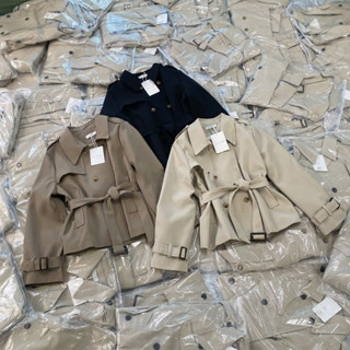    HÀNG QC B1240   Áo Khoác Mangto Kaki Dáng Ngắn Buộc Đai Eo Bolling 9917 