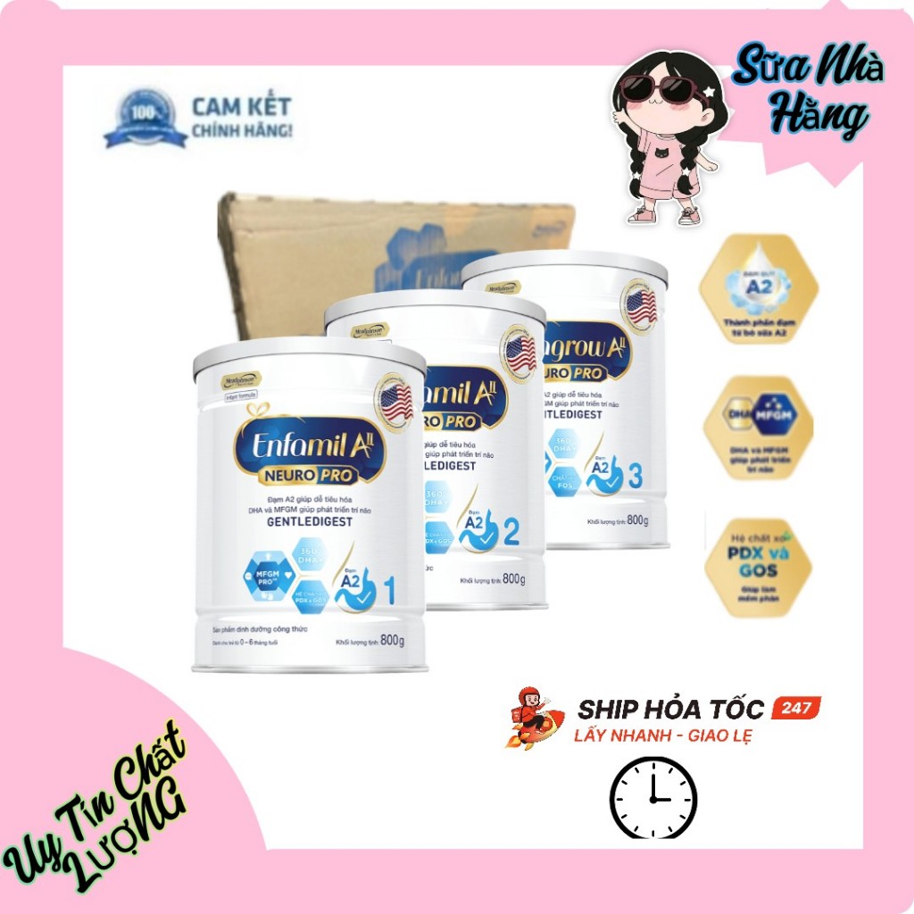 [DaTe Mới] Thùng EnFa A2 NeuRoPro S1 S2 S3 800g Sữa Bột Công Thức