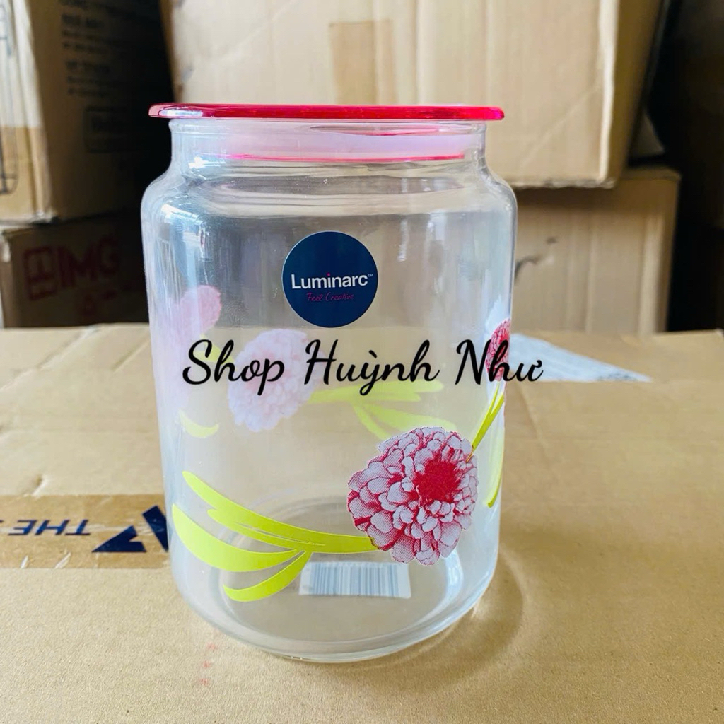 [CHÍNH HÃNG]Hủ thủy tinh 750ml Luminarc Rondo Dahlia .Hủ thủy tinh trong suốt, họa tiết hình bông...