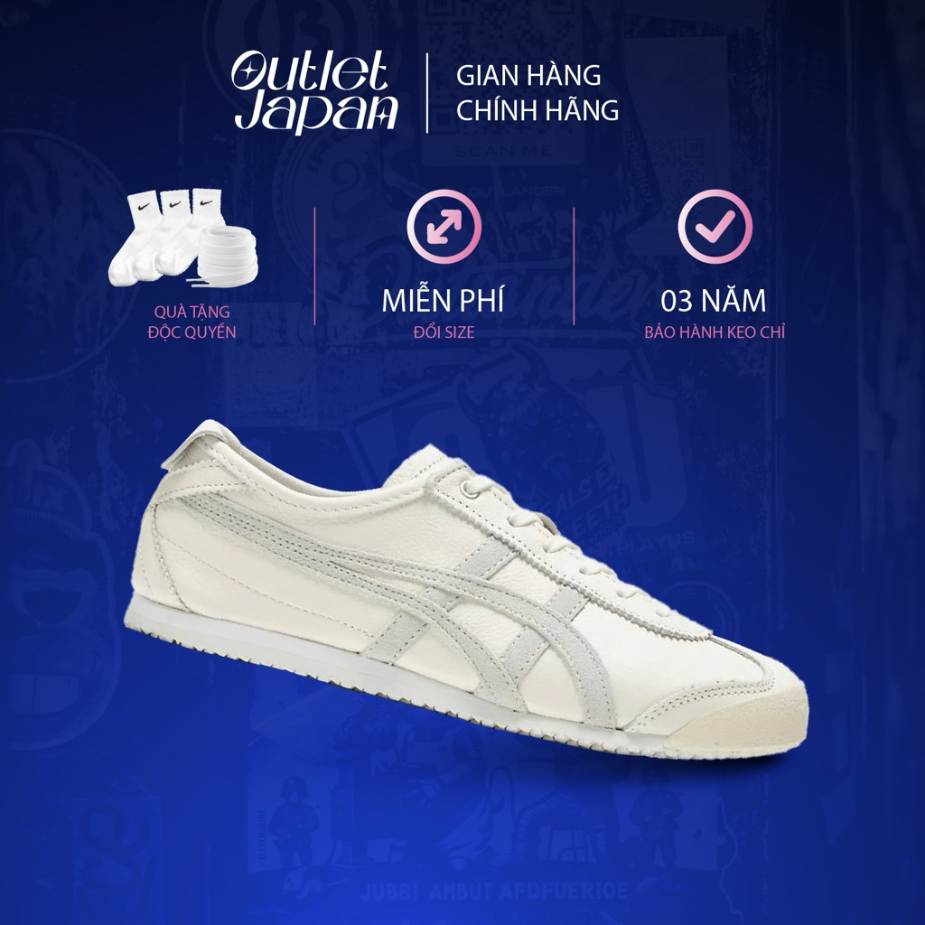 Giày Onitsuka Tiger chính hãng, Onitsuka Tiger Mexico 66 ‘White Light Sage’ real fullbox, bảo hành 0