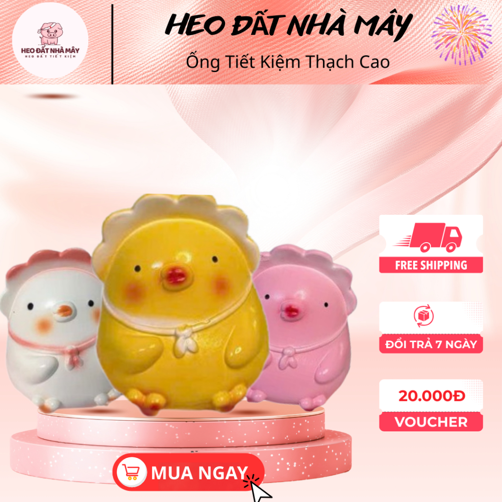 Ống tiết kiệm tiền tạo hình gà con đội nón cute mini /R10xC14cm