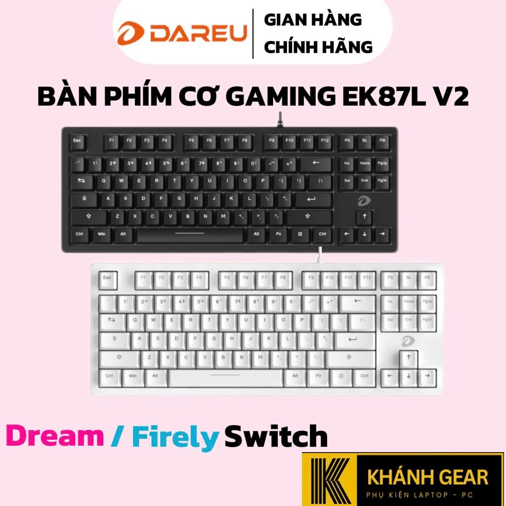 Bàn phím cơ DareU EK87L V2 Black no LED - Bảo hành 24 tháng