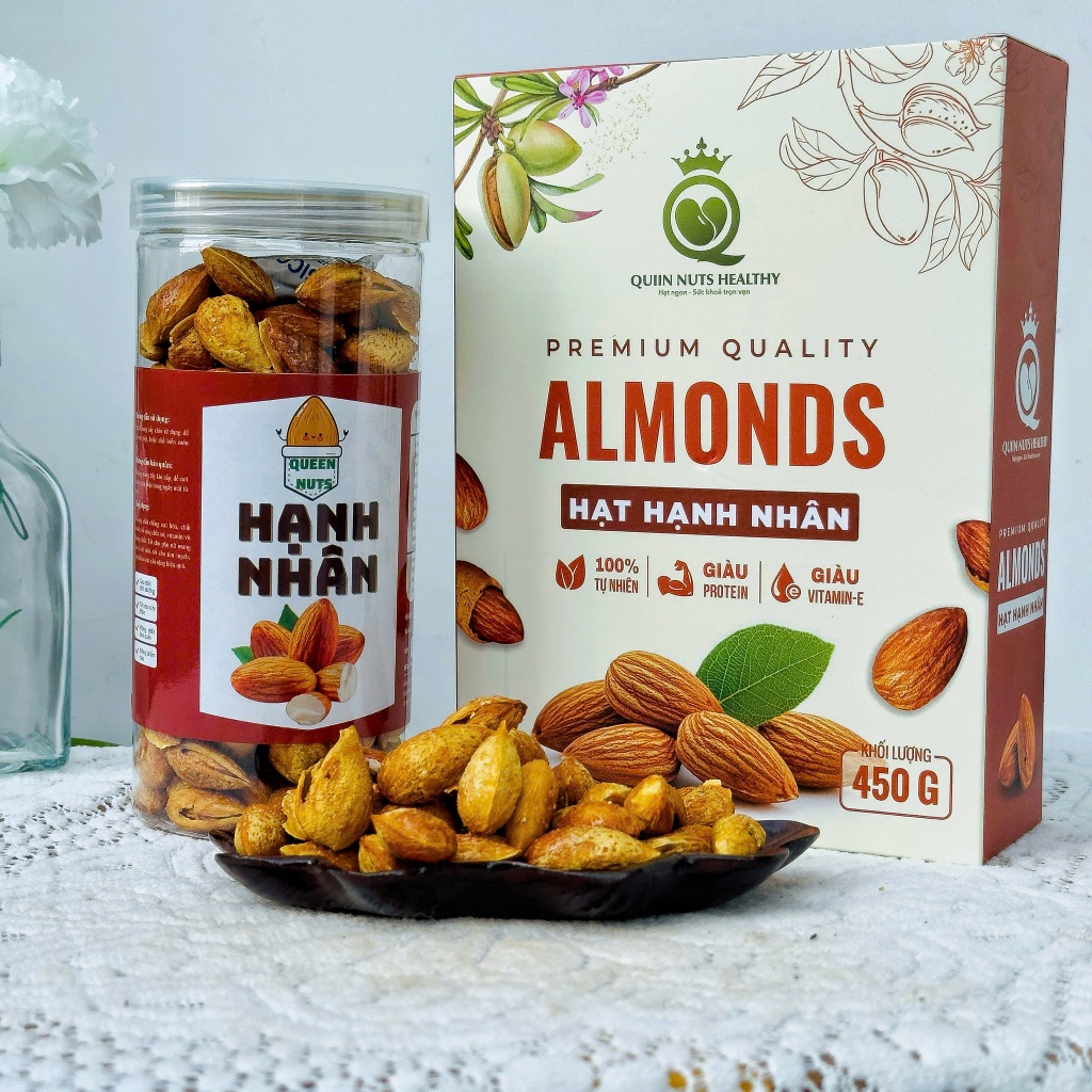 Hạnh nhân rang bơ có mỏng Hàng mới thơm ngon Nhập khẩu Mỹ by Queen Nuts