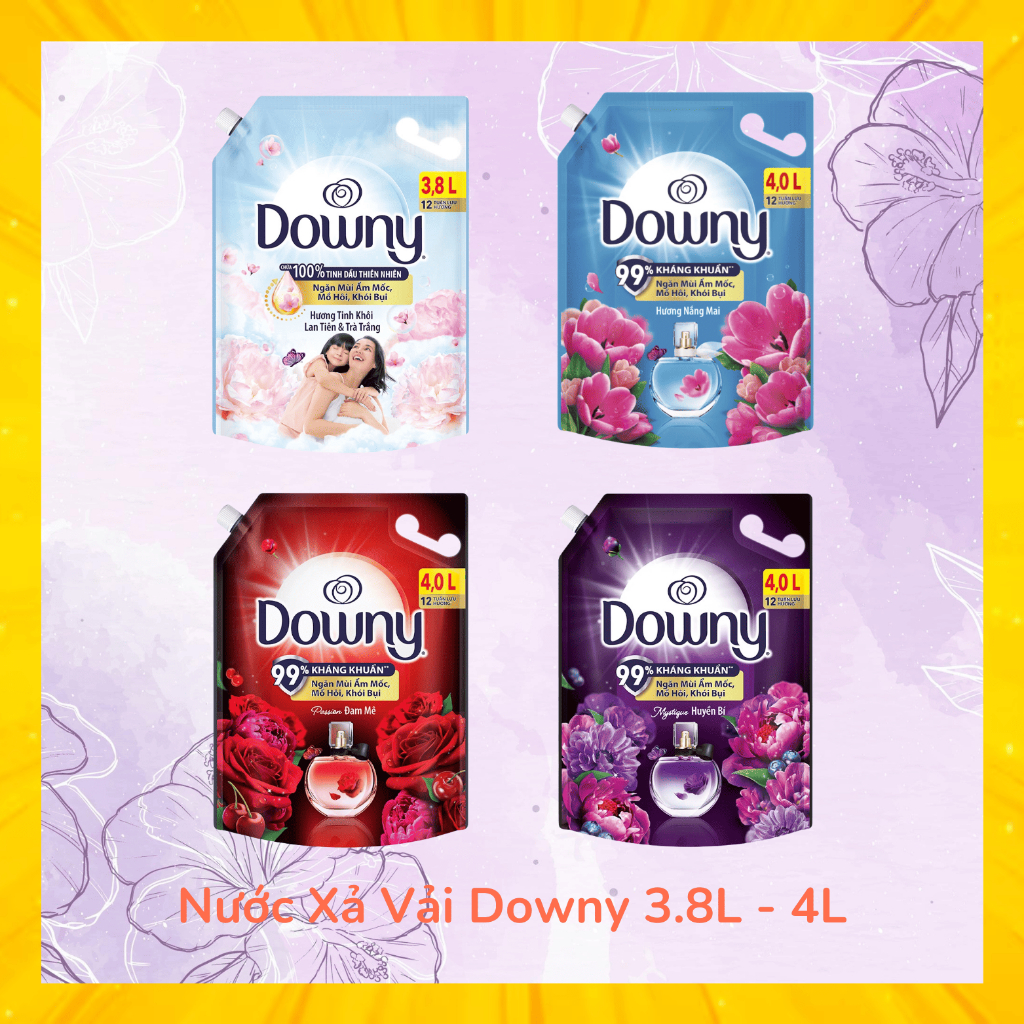 Nước Xả Vải Downy 4L / 3.8L / 3.5L - Hương Nước Hoa Cao Cấp - Chống Khuẩn - Hàng Chính Hãng