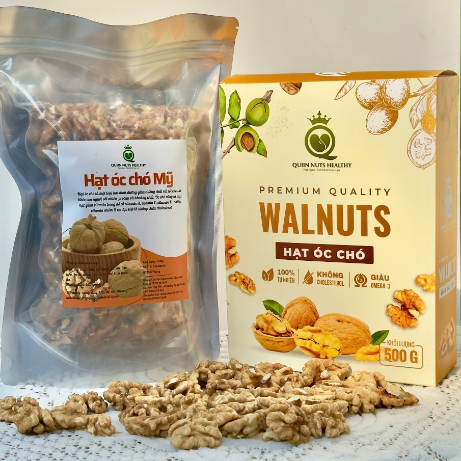 Hạt óc chó Mỹ đã tách vỏ sấy chín ăn liền và hạt sống làm sữa hạt tốt cho bà bầu và trẻ nhỏ có xuất hóa đơn