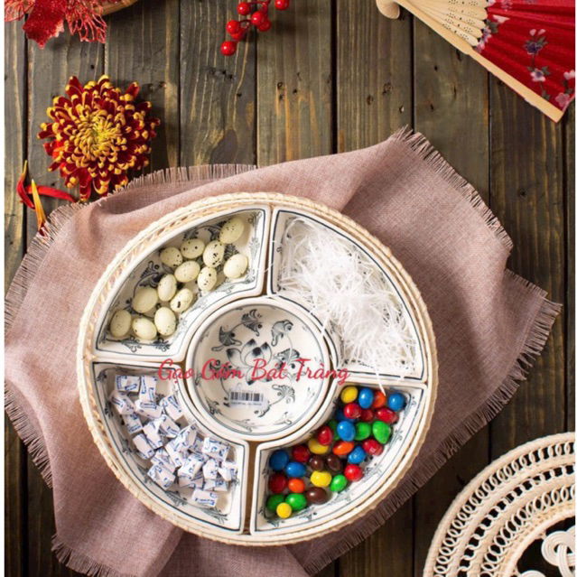 🌸Khay Sứ Đựng Mứt Tết,Khay Bánh Kẹo,Hũ Sứ Đựng Ô Mai,Khay Sứ Đựng Chè-Bánh Trôi Thực Phẩm Bánh Kẹo T