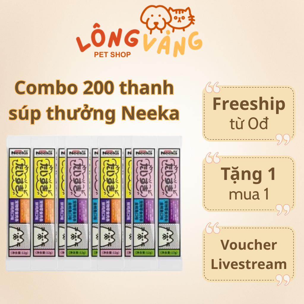 [Combo 200] Súp Thưởng Neeka Cho Mèo, Súp Thưởng Mèo Neeka, Súp Thưởng Cho Mèo Mọi Lứa Tuổi