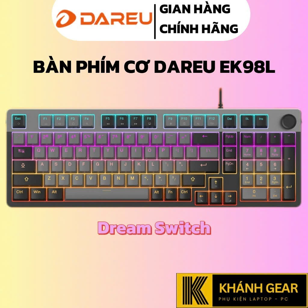 Bàn phím cơ Dareu EK98L Grey Black (MULTI-LED)