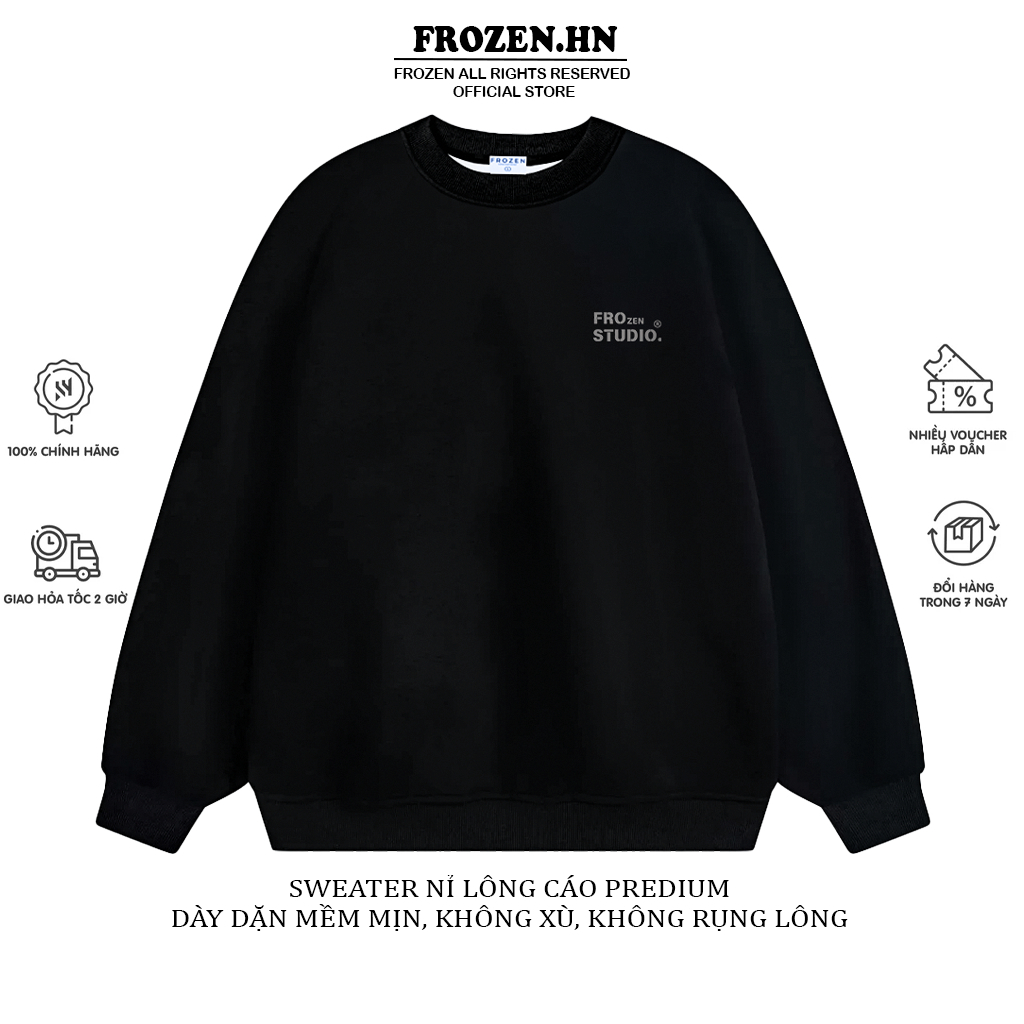 Áo Sweater Nỉ Lông Cáo Smoky Form Rộng Predium 100% cotton Frozen