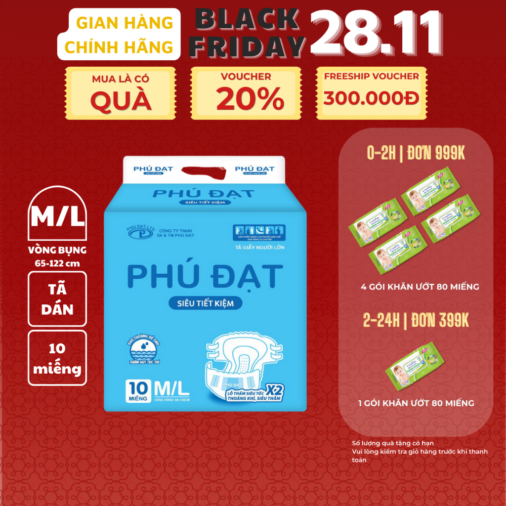 [Phú Đạt] Tã người lớn Phú Đạt size M/L/XL