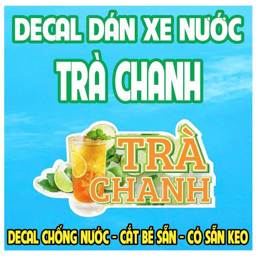 Decal TRÀ CHANH trang trí quán, Sticker TRÀ CHANH , Decal dán tường, tủ, kính, quầy, xe trà sữa, xe 