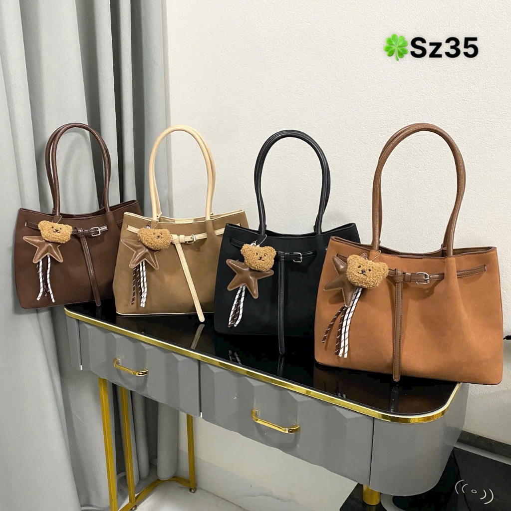 Túi tote xách tay đeo kẹp nách chất liệu da lộn sang chảnh lịch sự đi chơi đi làm đều phù hợp kèm móc treo túi-HTM515