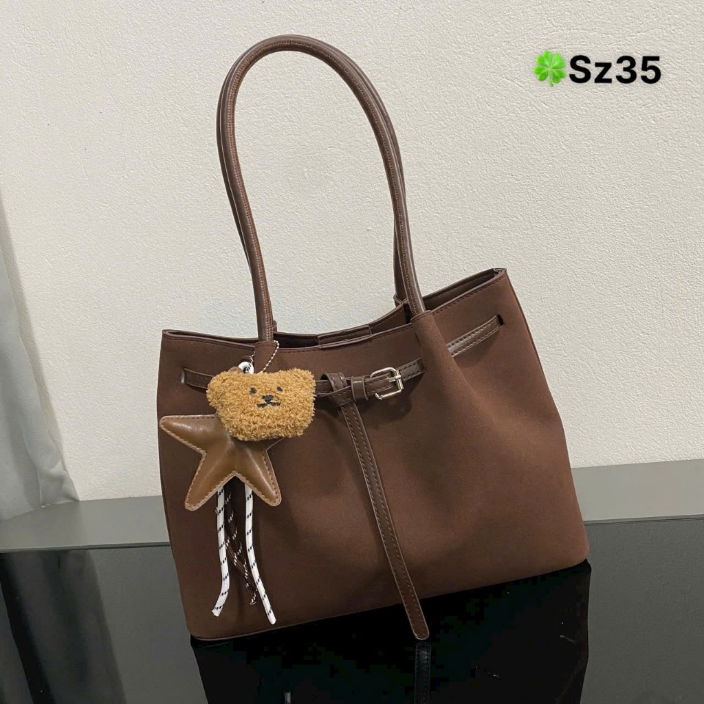 Túi tote xách tay đeo kẹp nách chất liệu da lộn sang chảnh lịch sự đi chơi đi làm đều phù hợp kèm móc treo túi-HTM515