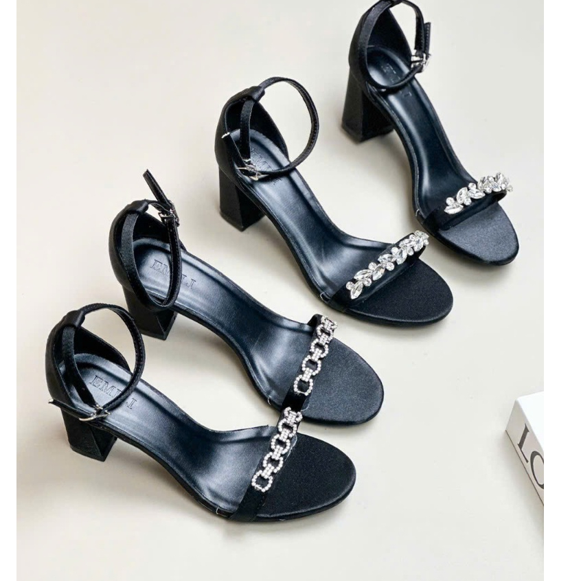 GIÀY SANDAL CAO GÓT DÂY MẢNH ĐÍNH ĐÁ E75 FULBOX