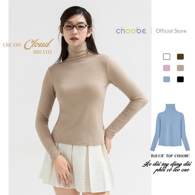 [ MỞ BÁN ] Áo thun nữ Rollie Top Choobe dài tay cổ lọ dáng dài phông dáng cotton co giãn 4 chiều A117