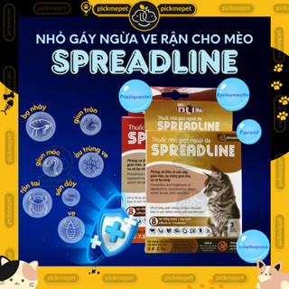  Vemedim - Nhỏ gáy SPREADLINE Phòng và Trị Ve Rận Bọ Chét Giun Sán Ấu Trùng Giun Tim cho Mèo 