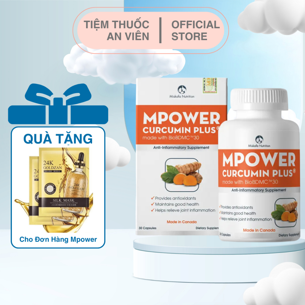 Mpower Curcumin Plus Viên uống hỗ trợ kháng viêm, giúp chống oxy hóa hiệu quả cao, nhập khẩu Canada
