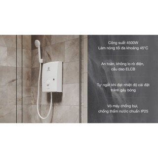 Máy nước nóng trực tiếp Ariston 4500W AURES EASY 4.5P(có bơm trợ lực , Bảo hành 2 năm )