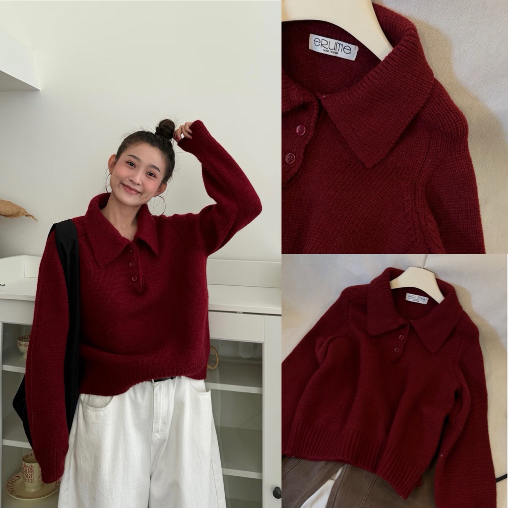 Áo len polo xuất Hàn tag ERUME, chất len mịn mềm dày dặn ( VIDEO SHOP TỰ QUAY ) nangstudio2017 mã A1
