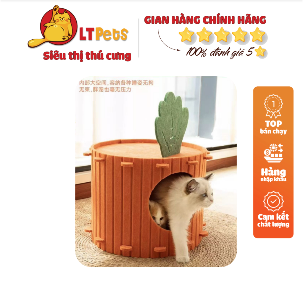 Ổ mèo hình cà rốt LTPets Giường cho mèo chống cào sử dụng được cả trên và dưới chịu tải 10KG mà khôn