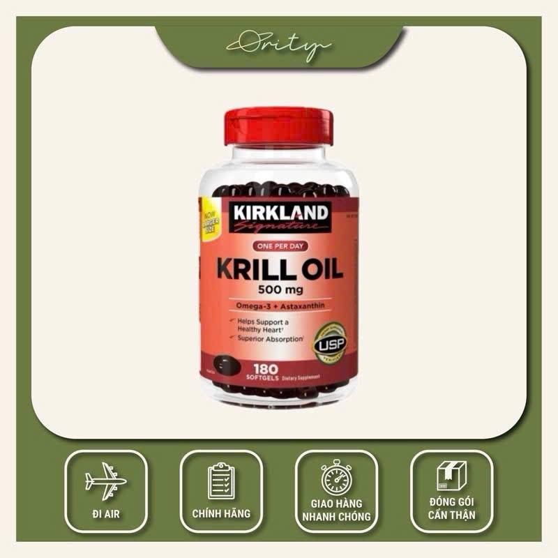[Chính Hãng] Dầu Nhuyễn Thể Kirkland Signature Krill Oil 500mg - 180 viên