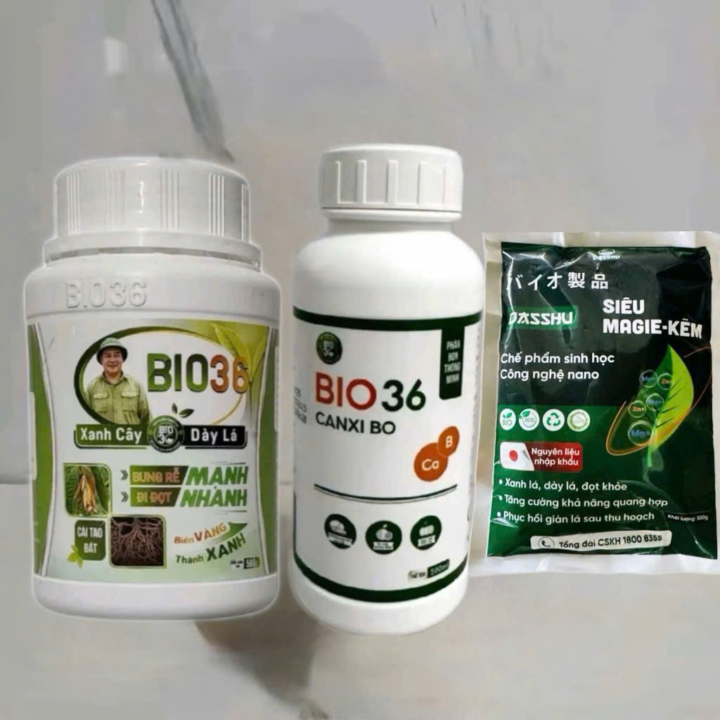 Combo Bio 36 + canxi bo (bio 36) 500ml+ siêu magie kẽm 500g. kích rễ mạnh đi đọt nhanh, xanh cây dày