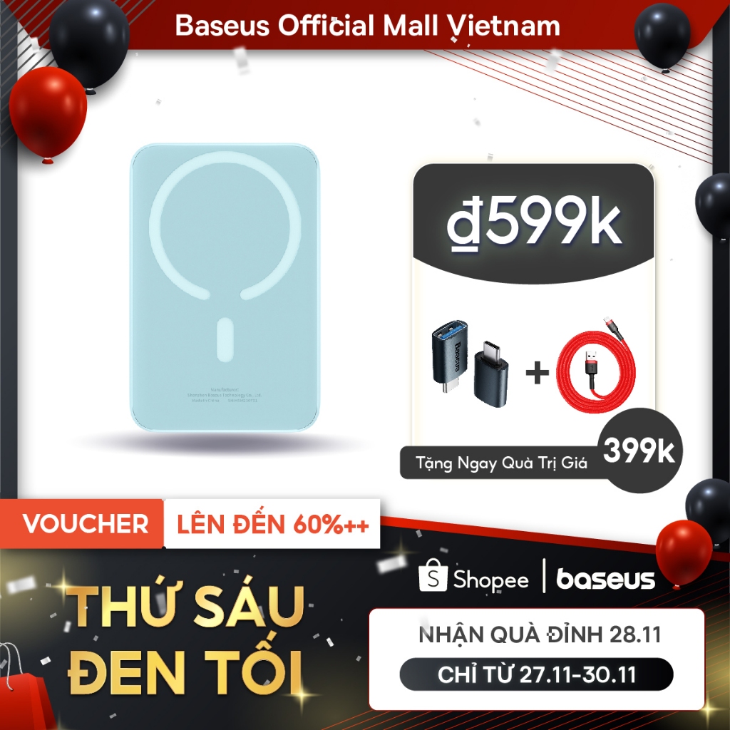 [HCM Hoả tốc] Sạc Dự Phòng Baseus 22.5W PD Từ Tính Không Dây 10000mAh –Thiết Kế Mini Tiện Mang Theo, Sạc Nhanh, Hút Chắc | BigBuy360 - bigbuy360.vn