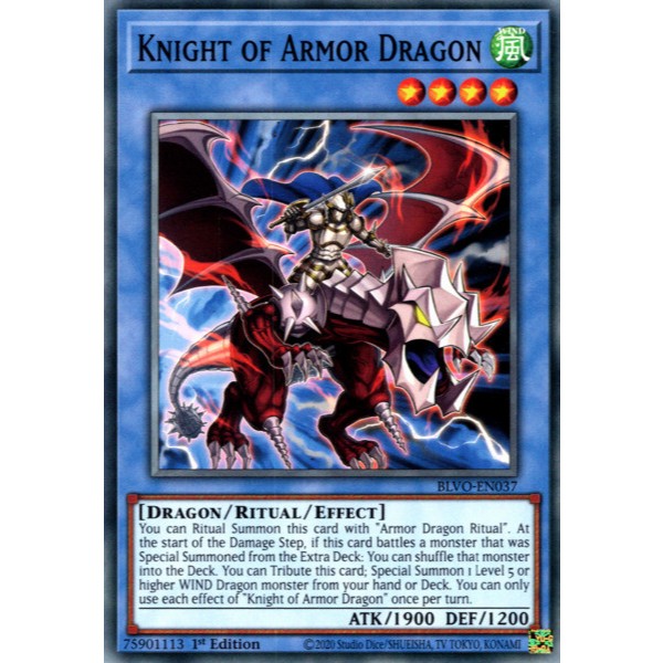 Thẻ bài Yugioh - Knight of Armor Dragon - BLVO-EN037