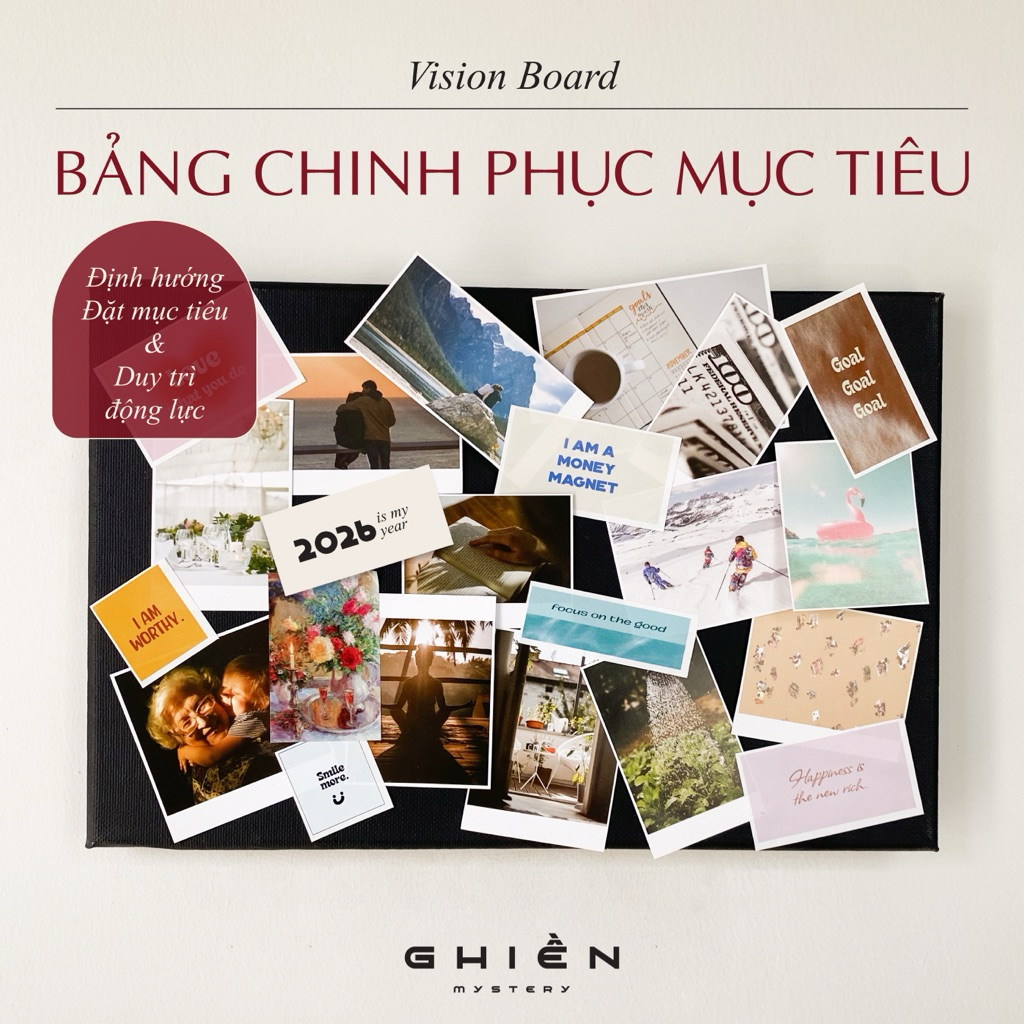 Bảng chinh phục 2026 "Vision Board"- Định Hướng Tương Lai & Khơi Dậy Năng Lượng I Ghiền Mystery