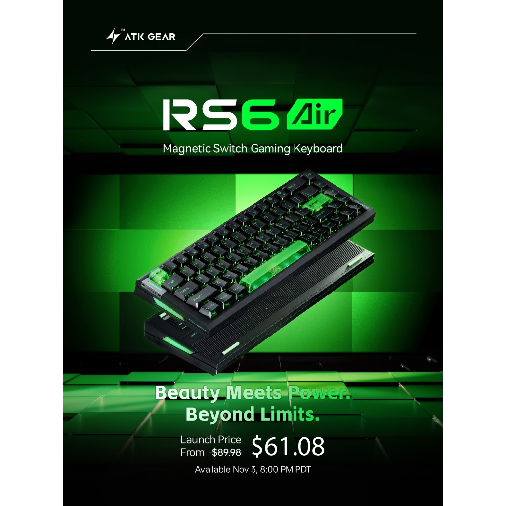 Bàn phím từ tính ATK RS6 Air Gaming Esports Hall Effect Keyboard