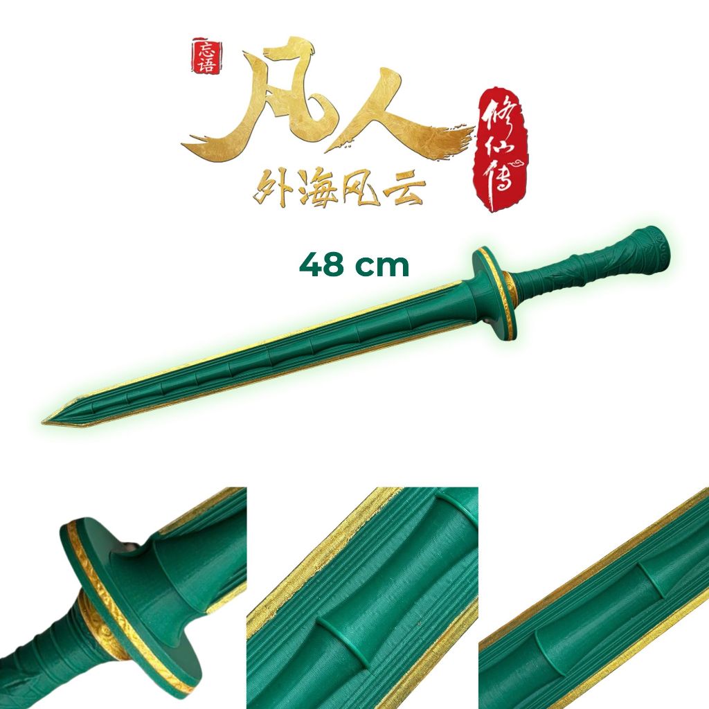 Mô hình Thanh Trúc Phong Vân Kiếm 48 cm phiên bản mạ canh tinh, đồ chơi nhựa in 3D PLA an toàn phim 