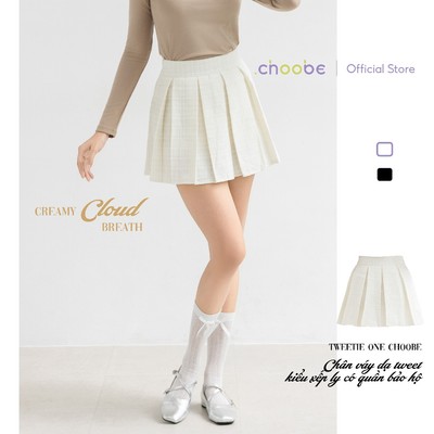 [ MỞ BÁN ] Chân váy xếp ly Tweetie One Choobe chất dạ tweed dáng xoè pha sợi kim tuyến sang trọng có quần bảo hộ CV35
