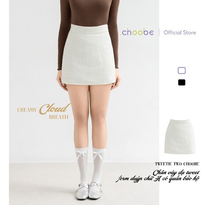 [ MỞ BÁN ] Chân váy dạ tweed chữ A Tweetie Two Choobe dáng duýp phối sợi kim tuyến sang trọng có quần bảo hộ CV36
